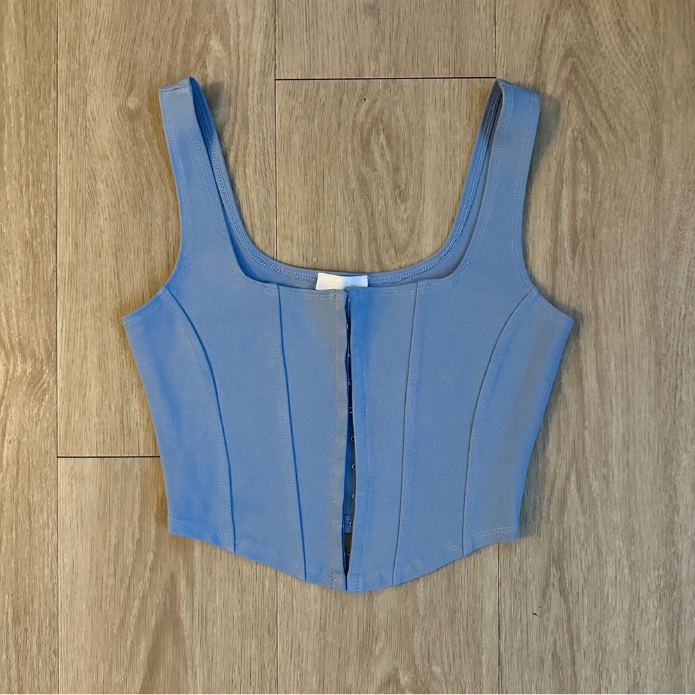 Boutique Light Blue Corset Like Crop Top